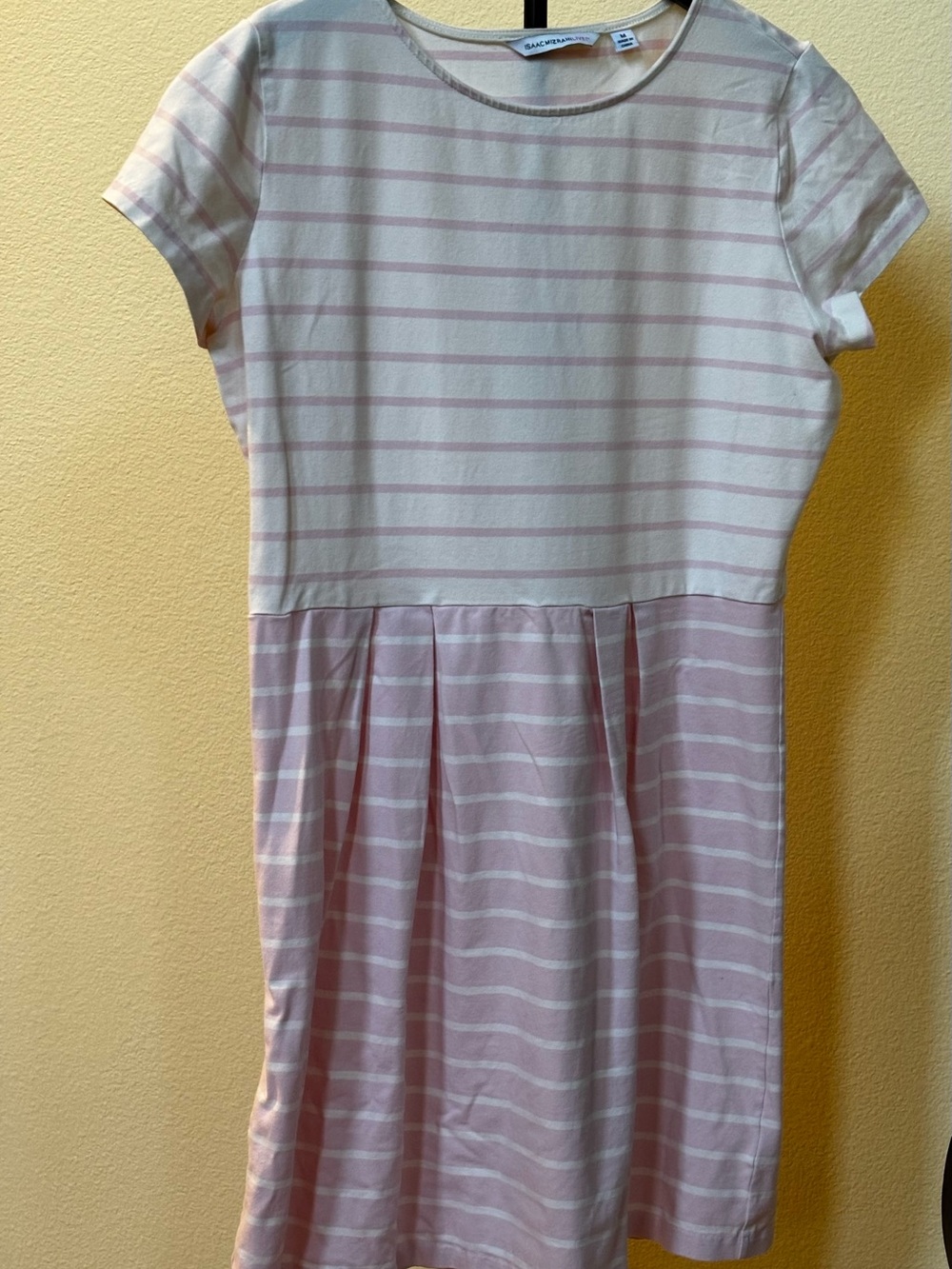 Isaac Mizrahi Live Pink and Cream Striped Short Sleeve Dress